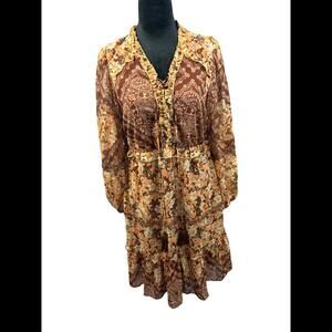 Miss Me Floral Print Long Sleeve Dress Womens Size Medium